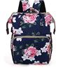 Amtang Zaino per borsa per pannolini con fiori di rosa, borsa per pannolini con lettino pieghevole per bambina, borsa da viaggio per mamme borse per fasciatoio premaman (Blu)