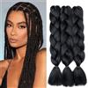 Gairyan Extension per Treccine Africane Extension Capelli Finti per Treccine Afro 60cm Ombre Kanekalon Treccia Capelli Sintetici Crochet Twist Jumbo Braids 3 Pezzi (Nero Scuro)