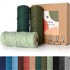 HanCheng 60 m x 3 mm Filo Macrame Colorato Sfumato Set di 3,Colorata Corda Macrame Kit con 3 Portachiavi—Sfumato Verde:Verde Scuro,Verde Oliva,Verde Chiaro