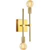 LQUNFYL Applique da Parete Interno Vintage, Doppio Braccio, Oro Quadrato Applique Industrial, Lampada da Parete Orientabile Metallo, Applique 2 Luci E27, Lampada Muro Specchio Bagno, Illuminazione Interna