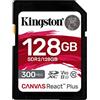 Kingston Scheda di memoria SDXC Canvas React Plus da 128 GB UHS-II 300R/260 W U3 V90 per Full HD/4K/8K - SDR2/128 GB