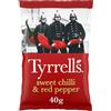 Tyrrells, Chips Sweet Chilli & Red Pepper, Patatine al Chilli e Pepe Rosso, Ideali come Snack per Merende, Aperitivi, Antipasti o Feste, Senza Coloranti, Senza Glutine e Vegane, Busta da 40 g