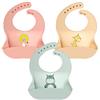 atopo 3 Pezzi Bavaglini in Silicone Impermeabile Bavaglino per l'alimentazione con Tasca Raccoglipappa Facile da pulire e Morbido Bavaglini per Bambino mangiare