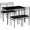 LafeuR Set da pranzo con tavolo da pranzo e 4 sedie, set di 5 pezzi, per sala da pranzo, cucina, soggiorno, colore marmo nero + cornice nera, 109 x 69 x 75 cm