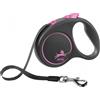 Flexi Guinzaglio per Cani in Fettuccia S 5 m fino a 15 Kg Black Design, rosa