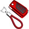 KASER Cover Guscio Chiave Silicone compatibile per Toyota Custodia in TPU adatto per Toyota Corolla RAV4 CH-R Yaris Protezione Telecomando con Portachiavi (Rosso)
