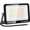 RIGIDON 1x 100W Luci da Esterno, 10000 Lumens Faretto Led, Fari di Sicurezza, Proiettore Led Esterno, Faretti LED Lampada Luce Bianca Naturale 3000K, IP66 Per Giardino Cortile Garage Piazza Officina