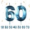 Partyhausy Candele di compleanno numeri, candele di compleanno per torte, 3D, a forma di diamante, numero 18,20,30,40,50,60,70 decorazione per torte (Bleu 60)
