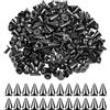 smatime 100 Pzi Borchie Decorative Rivetti in Pelle Punte a Cono Rivetto Borchie in Metallo Borchie Coniche Posteriori a Vite Punte e Borchie Punk Cool per Abbigliamento Scarpe Borse, 7x10 mm, Nero