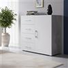 Dmora - Credenza Violetta, Mobile buffet a 1 anta e 4 cassetti, Madia da soggiorno, Armadietto multiuso con ripiani, 100% Made in Italy, 90x41h87 cm, Bianco e Cemento