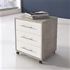 Dmora Cassettiera da ufficio a 3 cassetti su ruote, Mobiletto portadocumenti, Comodino elegante da scrivania, cm 43x40h57, colore Cemento e Bianco