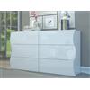 Dmora - Cassettiera Tyler, Settimanale 6 cassetti, Comò per camera da letto, 100% Made in Italy, Bianco lucido, cm 155x40h82