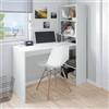 Dmora - Scrivania Denton, Scrittoio multifunzione reversibile con libreria 5 ripiani, Tavolo da studio o ufficio porta PC portalibri, 120x53h144 cm, Bianco