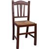 Dmora Sedia da soggiorno o cucina, stile country, struttura in legno con fondello in paglia, cm 39x45h96, colore Noce