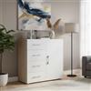 Dmora Credenza Violetta 41x90x87h cm Bianco un Ripiano 4 Cassetti, Madia Apertura Battente Made in Italy