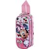 Disney Minni Mouse Too Cute-Astuccio 3D Doppio, Rosa, 22 x 9,5 cm
