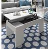 Dmora Table Basse Oceanside, Table Basse avec Plateau relevable, Table Basse de Salon, 100x50h45/56 cm, Blanc Brillant