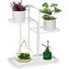 Relaxdays Scaffale Portapiante, 3 Ripiani in Metallo 50,5x45x22 cm, Portafiori e Portavasi, Fioriera, Acciaio, Bianco