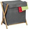 Relaxdays Cesto Portabiancheria con Coperchio, Contenitore Pieghevole, 57 x 55 x 35 cm, bambù, Stoffa, Grigio Naturale