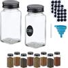 Relaxdays Barattoli Spezie, Set di 10 Vasetti Vetro 120 ml, Contenitori con Coperchio in Acciaio, con Etichette e Imbuto
