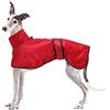 Geyecete Impermeabile Giacca per cane regolabile e leggera,con cinghie riflettenti e foro pettorina,ottimo regalo per levrieri, lurcher e frustini per cani-Rosso-XS
