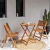 DEGHI Set bistrot tavolo pieghevole Ã˜ 60 cm e 2 sedie pieghevoli in legno di acacia - Paja