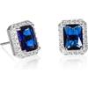 Diamond Treats Orecchini Donna in Argento Sterling 925, Taglio Smeraldo con Zirconi Blu Zaffiro, Blu in Argento 925 con Confezione Regalo
