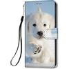 HopMore Cover a Libro per Samsung Galaxy J3 2017 / J330 in Pelle con Silicone Morbido Custodie Disegni Custodia Antiurto 360 Gradi Accessori Portafoglio Leather Flip Case - Cane Bianco