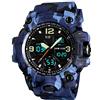 TONSHEN Uomo Digitale Sportivo Orologi da Polso 50M Impermeabile LED Elettronico Analogico Quarzo Doppio Tempo Orologio Allarme Cronometro (Blu Camo)