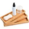 HoaaiGo 3 Pezzi Vassoi Rettangolari in Bambù, Decorativo Piatto per Caffè, Toeletta e Stoccaggio Cosmetiche - Legno Bamboo