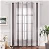 MIULEE Tende a Righe per Interni, Tende Trasparenti in Voile Tende Camera da Letto, Tenda Salotto Moderne con Anelli, Tenda a Pannello da Interno Finestra a Righe Bianche e Marrone Scuro, 2x 140x215CM
