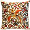 ZUODU - Federa decorativa per cuscino, in cotone e lino, ricamata, 45 x 45 cm - L'albero della vita (rosso con cornice), Cotone Lino, Bird Cushion, 45 x 45 Centimeters