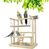 RoseFlower Supporto per Uccelli in Legno, Parco Giochi/Palestra/Set di Giocattoli, Trespolo per Pappagalli, Supporto per Pappagallo Portatile da Tavolo, con Posatoi, Tazza di Alimentazione, Vassoio#8
