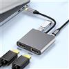 YMY Adattatore da USB C a doppio HDMI, convertitore da tipo C a doppio HDMI (4K a 60Hz)/USB3.0/ricarica PD, docking station USB-C per Dell XPS,Macbook Pro