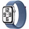 Apple Watch SE (2ª generazione, 2023) GPS 44 mm Smartwatch con cassa in alluminio color argento e Sport Loop blu inverno. Fitness tracker, monitoraggio del sonno, Rilevamento incidenti