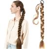 BOBIYA Estensione a coda di cavallo lunga treccia 30 pollici treccia allungata extension per capelli fai da te trecce morbide naturali (evidenziato marrone medio)