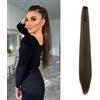 Cybelleza 55cm Coda di Cavallo Extension Capelli Sintetici Extension Coda Finta Capelli Lisci Posticci per Capelli Lunghi Ponytail Claw Parruchino per Donna, Marrone Castagna