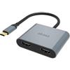 Akasa - Adattatore USB tipo C a doppio HDMI MST | USB 3.1 | 4K UHD | lega di alluminio | AK-CBCA26-18BK | compatibile con MacBook, Dell, Lenovo e altri