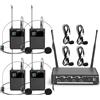 Depusheng R6 UHF Wireless Microfono Lavalier System con 4 Trasmettitori Bodypack Ricevitore in Metallo Ottimo per Cantare Karaoke Feste Matrimoni