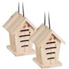 Relaxdays Casetta per Coccinelle, Set da 2 Case in Legno Grezzo da Appendere in Giardino, Hotel per Insetti, Naturale