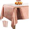 PartyWoo Tovaglia rettangolare in lamina di oro rosa, confezione da 2, 137 x 274 cm, colore iridescente, impermeabile, per feste