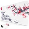 Niviy Tappetino Mouse XXL,900x400x3mm Tappetino per Mouse con Motivo Fuji e Sakura,Mouse pad da gaming in gomma antiscivolo di grande dimensione per tavolo, computer desktop, PC(Sakura Bianco)