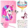 HappyKidsClub Diario Segreto Bambina, Unicorno Regalo Bambina 3-14 Anni Block Notes con Penne Portachiavi Adesivi Unicorno Braccialetto Bambina Compleanno Unicorno Giocattolo Giochi Bambina 3-14 Anni