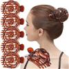 RC ROCHE ORNAMENT RC ROCHE - 6 clip per chignon da donna, supporto per acconciature, balletto, artigli francesi, accessori per nido, accessori in plastica, cupola rotonda, grande marrone
