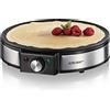 Cloer 6630 Crepiera Elettrica, per Crepes Dolci o Salate con 30 cm Ø, 1200 W, Rivestimento Antiaderente, Spalmatore e Tornitore Incluso, Nero