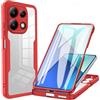 GOKEN Cover per Xiaomi Redmi Note 13 4G, Trasparente 360 Gradi Custodia con Pellicola Protettiva Integrata Rugged Case, TPU Silicone Bumper + PC Retro Rigido, Rosso