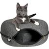 TRAVEL CAT Grotta per gatti da viaggio a forma di ciambella, di alta qualità, tiragraffi e cuccia per animali domestici, diametro 53,3 cm, struttura in feltro resistente con cerniera dorata, comoda e