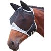 TopHomer Maschera antimosche a maglia fine con orecchie, traspirante, anti-zanzare per cavalli, colore bianco e nero, taglia M