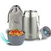 Milu Thermo per Alimenti 300ml 440ml 450ml 650ml 800ml I Contenitore Termico di Acciaio Inossidabile, Isotermico Sottovuoto per Cibi Caldi e Freddi (Grigio, 650ml)