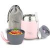Milu Thermo per Alimenti 300ml 440ml 450ml 650ml 800ml I Contenitore Termico di Acciaio Inossidabile, Isotermico Sottovuoto per Cibi Caldi e Freddi (Rosa, 450ml)